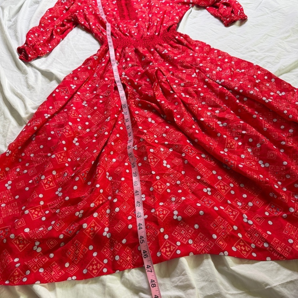 Diane Freis Original 100% Silk Vintage Dress – Red Print – Size M/L - Picture 5 of 6